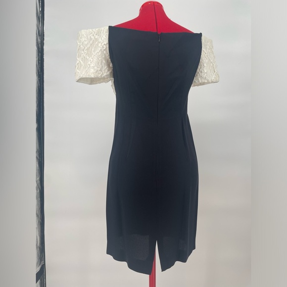 Vintage 1980s Lacey Sequined Off The Shoulder Cocktail Dress / Party Dresses - Picture 9 of 13